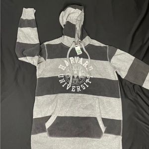 NWT Pro Weave Unisex Harvard University Gray Striped Hoodie Size S